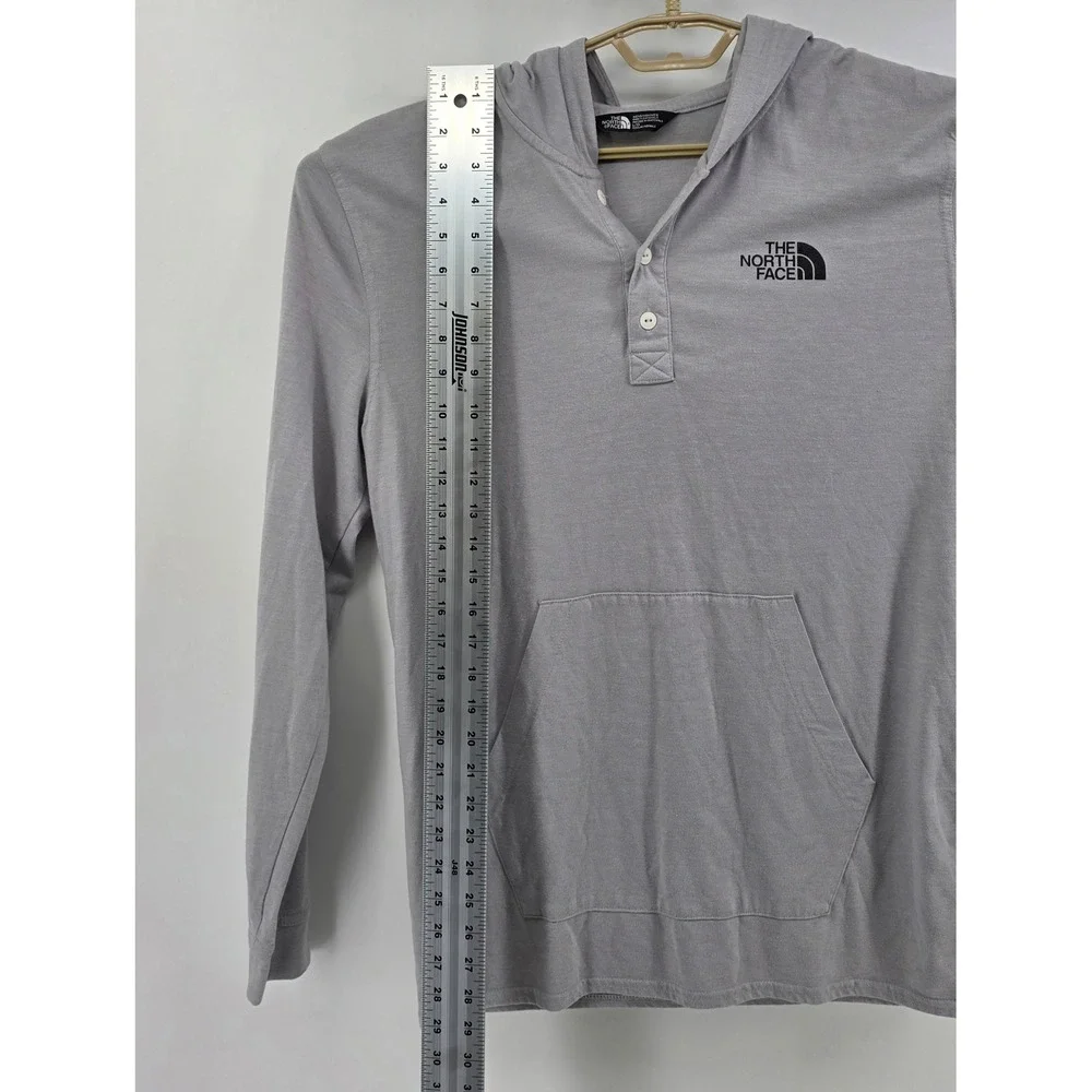 The North Face Mens Large L Hoodie Grey Henley Long Sleeve Shirt Outdoor Active